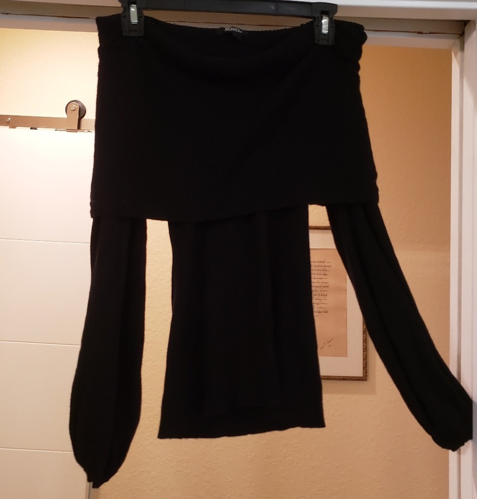 Black XOXO off the shoulder sweater